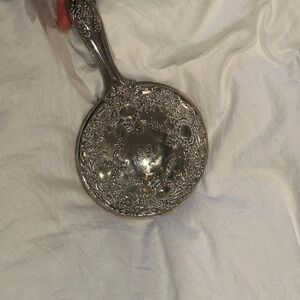 Ornate Engraved Silver Hand Mirror early 20th century